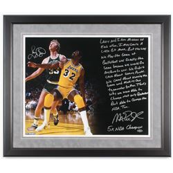 Larry Bird  Magic Johnson Signed 22x26 Custom Framed Photo with Extensive Inscription (Steiner COA)
