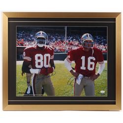 Joe Montana  Jerry Rice Signed San Francisco 49ers 21x25.5 Custom Framed Photo Display (JSA COA  Tri