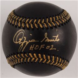 Ozzie Smith Signed OML Black Leather Baseball Inscribed "HOF '02" (JSA COA)