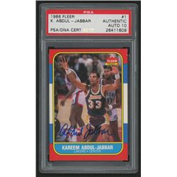 Kareem Abdul-Jabbar Signed 1986-87 Fleer #1 (PSA Encapsulated - Autograph Graded 10)