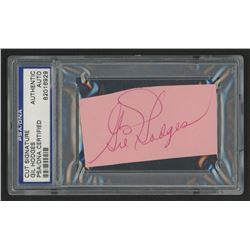 Gil Hodges Signed 2x3.25 Cut (PSA Encapsulated)