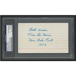 Claire Merritt Ruth Signed 3.25x5.25 Index Card Inscribed "Best Wishes"  "1973" (PSA Encapsulated)