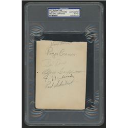 4.5x5.75 Cut Signed by (9) With Bobby Doerr, Clark Griffith, Doc Cramer, Bucky Dent (PSA Encapsulate