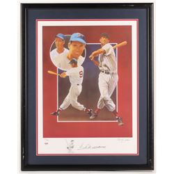 Ted Williams Signed Boston Red Sox 23.5x30 Custom Framed Lithograph (PSA Hologram)