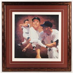Mickey Mantle Signed LE New York Yankees 28.5x28.5 Custom Framed Lithograph Display (UDA COA)