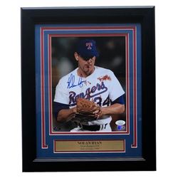 Nolan Ryan Signed Texas Rangers 11x14 Custom Framed Photo (JSA COA  Ryan Hologram  AIV Hologram)