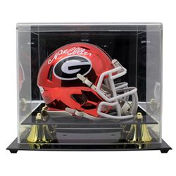 Nick Chubb Signed Georgia Bulldogs Chrome Speed Mini Helmet with Display Case (JSA COA)