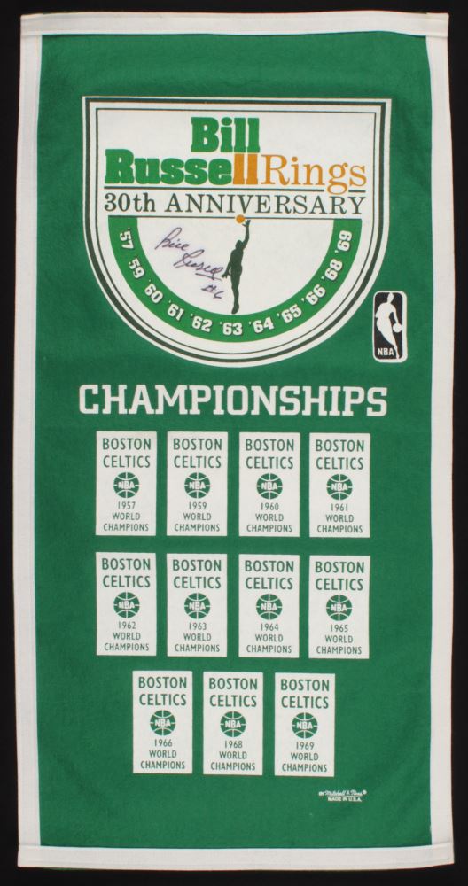Bill Russell Signed Boston Celtics 17 75x35 25 30th Anniversary