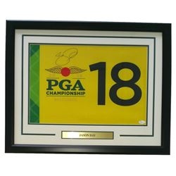 Jason Day Signed 2016 PGA Championship 19x23 Custom Framed Pin Flag Display (JSA COA)