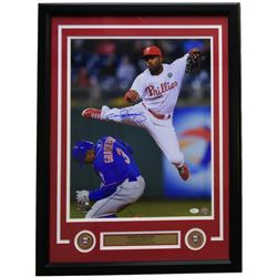 Jimmy Rollins Signed Philadelphia Phillies 22x29 Custom Framed Photo Display (JSA COA)
