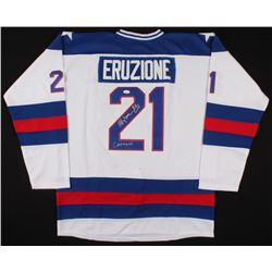 Mike Eruzione Signed Team USA Captain's Jersey Inscribed "80 Gold"  "Captain" (JSA COA)