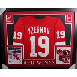 Steve Yzerman Signed 35x43 Custom Framed Jersey Display (JSA COA)