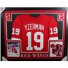 Image 1 : Steve Yzerman Signed 35x43 Custom Framed Jersey Display (JSA COA)