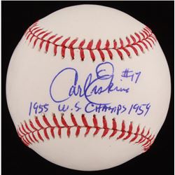 Carl Erskine Signed OML Baseball Inscribed "1955 W.S. Champs 1959" (JSA COA)