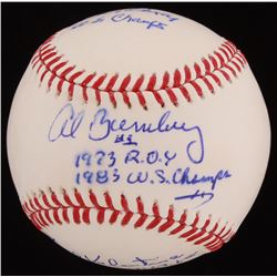 Fred Valentine, Al Bumbry  Larry Haney Signed OML Baseball with Multiple Inscriptions (JSA COA)