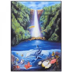 David Zion Signed "Rain Fall" Limited Edition 19x27 Mixed Media
