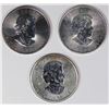 Image 1 : THREE CANADA MAPLE LEAF SILVER ROUNDS