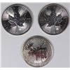 Image 2 : THREE CANADA MAPLE LEAF SILVER ROUNDS
