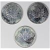 Image 2 : THREE 2009 CANADA MAPLE LEAF SILVER ROUNDS