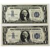 Image 1 : 2 PCS. 1934 $1.00 SILVER CERTIFICATES "FUNNYBACK"