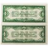 Image 2 : 2 PCS. 1934 $1.00 SILVER CERTIFICATES "FUNNYBACK"