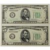 Image 1 : TWO 1934-D $5.00 FEDERAL RESERVE NOTES: