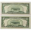 Image 2 : TWO 1934-D $5.00 FEDERAL RESERVE NOTES: