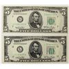 Image 1 : TWO 1950 $5.00 FEDERAL RESERVE NOTES: