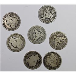 SEVEN BARBER HALF DOLLARS