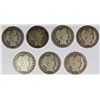 Image 1 : SEVEN BARBER HALF DOLLARS