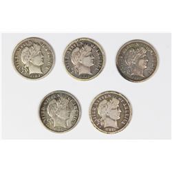 FIVE BARBER DIMES