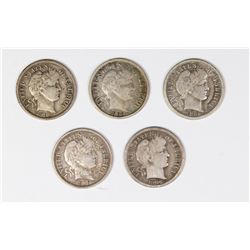 FIVE BARBER DIMES