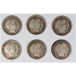 SIX BARBER DIMES