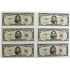 Image 1 : 6 PCS. 1953-A $5.00 UNITED STATES NOTES