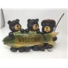 Image 1 : Three Fishing Bears Welcome Decoration- (one broken foot)