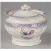 Image 1 : Purple spatter covered sugar, 19th c., with rooster design.