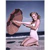 ANDRE DE DIENES (1913-1985): MARILYN MONROE Polka Dot Umbrella, Tobay Beach, 1949