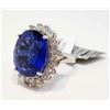 19.20ct UNHEATED Tanzanite & 1.76ct Diam 14KT Gold Ring
