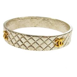 CHANEL CC Logos Silver Bangle