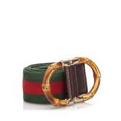 Gucci Web Bamboo Canvas Belt