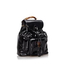Gucci Bamboo Patent Leather Drawstring Backpack