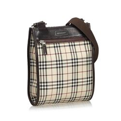 Burberry Plaid Coated Canvas Crossbody Bag