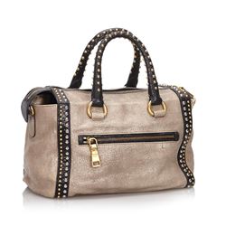 Prada Studded Leather Craquele Satchel