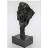 Image 8 : Bronze Metal Sculpture Hand Over Face Mask Dali Surreal Abstract Thinker Disembodied Head 15.5" x 6