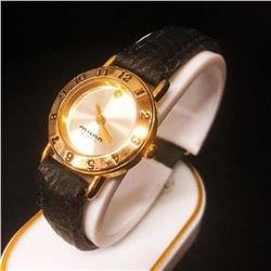 Ladies Milan Quartz Gold Tone Watch With Stitched