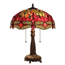 Tiffany-style Dragonfly 2 Light Table Lamp 18" Shade