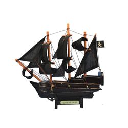 Wooden Captain Kidd's Adventure Galley Model Pirate Ship 7"