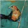 Image 1 : Signed Trujillo Impressionist Oil Painting, Bird's Song, Little Bird on Branch