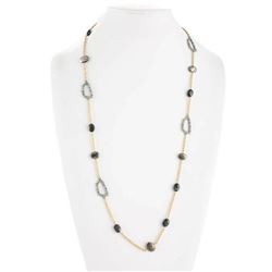 Designer Alexis Bittar Gold Tone Crystal 18  Station Necklace