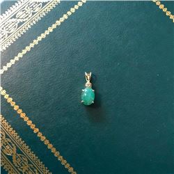 Emerald Cabochon & Gold Over Sterling Pendant